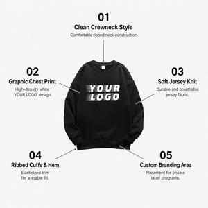 Sweat-shirt à logo personnalisé, coupe décontractée, style streetwear, sweat-shirt à col rond, mode urbaine, haut pour homme, sweat-shirt noir premium - Product Image 2
