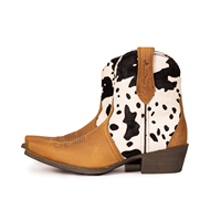 Botas Vaqueras de Cuero Genuino para Mujer, Botas Cortas Estilo Western, Botas de Trabajo Cómodas para Granjeras