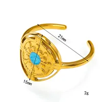 Retro-Sonnenmedaillon-Ring mit weißem Stein, offener Ring aus Edelstahl, verstellbarer modischer Fingerschmuck für Damen