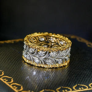 T0637 <b>Vintage</b> Women's 18K Solid <b>Gold</b> Diamond <b>Ring</b> Round Brilliant Cut Natural G Color Wedding Band Jewelry - Product Image 6