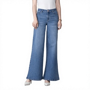 Jeans de mezclilla de cintura alta para mujer, de pierna ancha y holgada, estilo vintage, casual, a la moda, fabricante OEM ODM - Product Image 1