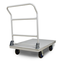 Carro de mano de cuatro ruedas de acero, plataforma de empuje, plegable, almacén móvil