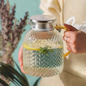 Théière en verre martelé de 1000 ml résistante aux hautes températures, écologique avec poignée en verre ambré, <span class=keywords><strong>carafe</strong></span> à eau pour café et thé à domicile - Product Image 2