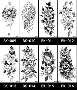Adesivi per tatuaggi con <span class=keywords><strong>fiori</strong></span> per schizzi all'ingrosso adesivi per tatuaggi delicati fiore di rosa fiore in bianco e nero - Product Image 4