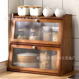 Caja de pan de madera con puerta transparente, organizador de bambú para encimera de cocina, organizador de escritorio ZS 04899 - Product Image 4