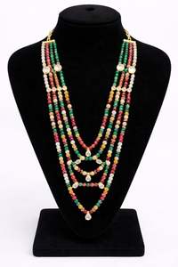 Ensemble de collier de mariée ethnique en cuivre avec boucles d'oreilles de mariage traditionnelles et finition dorée tendance pour femmes - Product Image 3