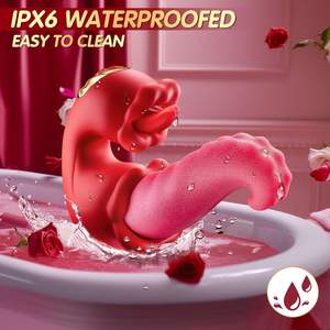 Großhandel 3-in-1 Doppel zungen schub 10-Gang 100% wasserdicht USB wiederauf ladbare Nippel Klitoris G-Punkt Vibrator für Frauen - Product Image 6