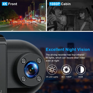 Caméra embarquée double objectif 4K+1080p 2160P WIFI GPS Logger, puce Novatek 96675, capteur <span class=keywords><strong>Sony</strong></span> IMX323, vision nocturne, double caméra - Product Image 6