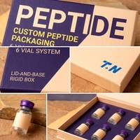Boîte rigide personnalisée avec couvercle et base de couleur mixte pour flacons de peptides, 6 flacons, impression offset sur éponge