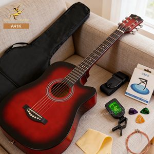 Vendita all'ingrosso calda 41 pollici Kit di chitarra acustica principiante prezzo a buon mercato tiglio corpo studente chitarra per la vendita - Product Image 1