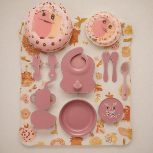 Bộ đồ ăn trẻ em không độc hại BPA-free Silicone bát đặt hình vòng cung cho trẻ em ăn Silicone món ăn đặt sản phẩm cho bé ăn - Product Image 3