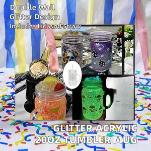 RTS Custom Glitter Acrylic Snow Globe Tumbler <b>Mug</b> Lid Straw Type 20oz Plastic <b>Double</b> <b>Wall</b> Eco-Friendly Reusable Dishwasher Safe - Product Image 2