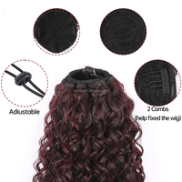 AliLeader Extensions Queue de Cheval Afro Crépue Naturelle Ondulée Profonde 19 Pouces, Cheveux Synthétiques à Fibre Résistante à la Chaleur, Queue de Cheval à Cordon