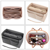 Organizer Tas Premium dari Bahan Felt, Tas Dalam Tas Multi-Kantong untuk Tas Tangan, Pembentuk Tas Tote, Tas Kosmetik, Organizer Perjalanan