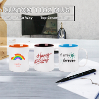 Mug en céramique blanc de haute qualité 11 oz, logo personnalisable, cadeaux d'affaires imprimables, design classique, sublimation vierge, café