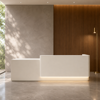 Comptoir de réception en bois massif avec bande lumineuse LED, table de présentation personnalisée pour magasin de bijoux, design d'intérieur