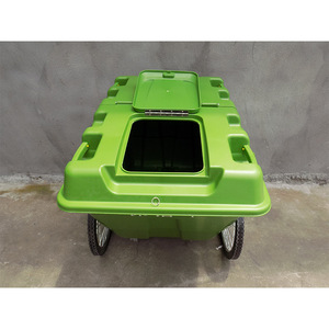 Green <b>Plastic</b> Hand Cart 400L 2 <b>Wheels</b> Movable Industrial Cleaning Trolley Rectangle Shape - Product Image 4