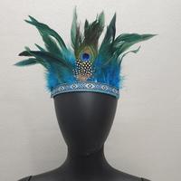 Serre-tête en plumes de paon en gros pour le Mardi Gras, le carnaval, le festival, la couronne de costume, pour femmes, soirée masquée