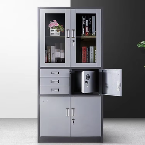 Armoire <span class=keywords><strong>de</strong></span> classement moderne en verre et acier à 3 tiroirs avec coffre-fort intégré, rangement métallique pour dossiers, idéale pour les ateliers (vente en gros) - Product Image 6