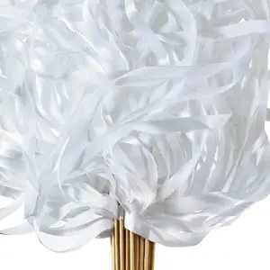 100PCS White Lace Wedding Wand Sticks Ribbon Streamers Party Ribbon Streamers with Bells Silk Fairy Stick Wands Wedding SP-31