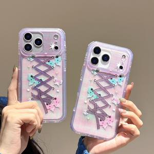 Custodia per telefono con fiocco glitterato <span class=keywords><strong>rosa</strong></span> per <span class=keywords><strong>iPhone</strong></span> 16 15 <span class=keywords><strong>Pro</strong></span> <span class=keywords><strong>Max</strong></span> 14 <span class=keywords><strong>13</strong></span> <span class=keywords><strong>Cover</strong></span> trasparente in lamina d'oro - Product Image 4