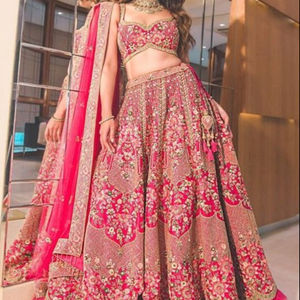 Belle robe de mariée indienne pakistanaise Lehenga Choli avec broderie lourde Zardozi tenue de mariage élégante 2025 - Product Image 1