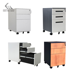 Personal pequeños lotes grandes Pedestal móvil con ruedas Almacenamiento móvil Muebles de oficina Gabinete de archivo de acero de metal de 3 cajones - Product Image 1