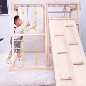 Marco de escalada de <span class=keywords><strong>madera</strong></span> para niños, Tobogán de <span class=keywords><strong>madera</strong></span> para patio interior para niños, tobogán de bebé de <span class=keywords><strong>madera</strong></span> para interiores y <span class=keywords><strong>columpio</strong></span>, escalera de cuerda para escalar - Product Image 5