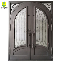 Double portes de sécurité en fer forgé noires personnalisées Entrée principale résidentielle Entrée extérieure avec décoration élégante