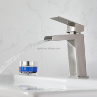 Robinet de lavabo de salle de bain monocommande contemporain en acier inoxydable 304, à montage sur plan, mitigeur chaud/froid avec cartouche céramique
