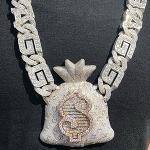 Tùy chỉnh vượt qua testter vvs moissanite kim cương Iced ra tên Thư Mặt dây chuyền 10K vàng 925 Bạc hip hop đồ trang sức người đàn ông - Product Image 1