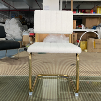 Chaises de salle à manger modernes de luxe, style nordique, blanches, capitonnées, avec pieds dorés, en tissu bouclé Sherpa, style Cesca, pour table de salle à manger