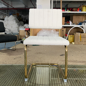 Modern Luxury Nordic White Teddy trapuntato imbottito da pranzo con gambe dorate Sherpa Boucle Cesca <span class=keywords><strong>Sedie</strong></span> da pranzo per <span class=keywords><strong>tavolo</strong></span> da pranzo - Product Image 6