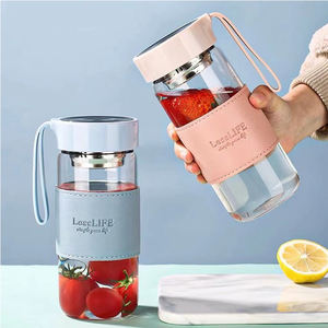 Gobelet en verre portable d'été de 480 ml avec housse de protection en cuir et sangle - Product Image 3