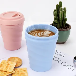 Taza de café de silicona flexible 100% libre de BPA Taza de café para llevar Taza de viaje de silicona de tamaño de bolsillo