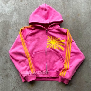 Custom Streetwear Stripes <b>Tracksuit</b> Screen Printing Wide Leg Flared Sweatpants and Zip up Hoodie Sets Oversized Men <b>Tracksuit</b> - Product Image 2