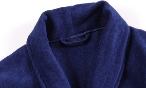 Customized <b>Kimono</b> Collar Adult <b>Men's</b> 100% Cotton Velour Breathable Warm Long Sleeve Bathrobe with Front Logo - Product Image 3