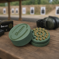Boîte de rangement pour balles de 9 mm en plastique, capacité de 25 munitions, conception avec couvercle à vis, petite taille de poche, portable