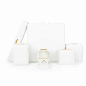 Boîte à bijoux Zebopak pour mariage, en cuir PU blanc crème, pour présentation de colliers, boucles d'oreilles et bagues - Product Image 3