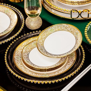 Service de table en porcelaine osseuse de luxe dorée de style européen de la marque Langxun, 60 pièces, prix d'usine, emballage cadeau écologique - Product Image 4