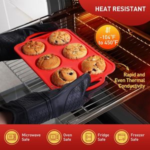 Paquete de 2 Moldes de Silicona para Muffins de 6 Tazas con Marco Reforzado de Metal, Tamaño <span class=keywords><strong>Jumbo</strong></span>, Aptos para Lavavajillas, Juego de Moldes Duraderos para Hornear - Product Image 5