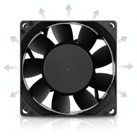 Ventilateur de refroidissement à flux d'air 8038 24V, haut débit d'air (CFM), roulement à billes, RoHS, 80x80x38mm, ventilateur DC sans balais, ventilateur axial 12V, refroidissement de machine CNC en plastique