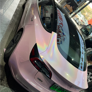 Venta caliente colorido <span class=keywords><strong>Arco</strong></span> <span class=keywords><strong>Iris</strong></span> luz colorete Rosa coche envoltura vinilo brillante láser mar Breeae azul PVC Folie envoltura para coche - Product Image 2