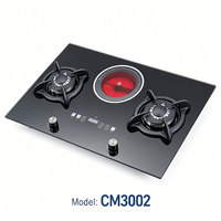 Cuisinière hybride gaz et électrique, plaque de cuisson en verre trempé personnalisable pour la maison