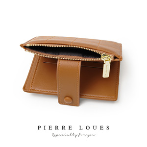 กระเป๋าสตางค์ผู้หญิง Pierre Loues สีน้ำตาล ช่องใส่บัตรหลายช่อง กระเป๋าใส่เหรียญแบบมีซิป ใช้ได้ทุกวัน - Product Image 1