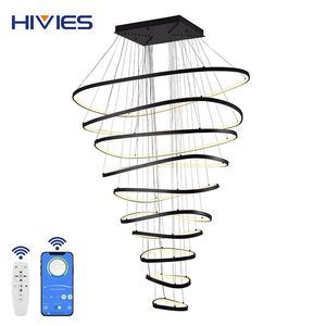 Lustre européen moderne à LED Grand éclairage suspendu de luxe en aluminium pour le hall d'entrée Cristal Dimmable DIY Prix bas Résidentiel - Product Image 6