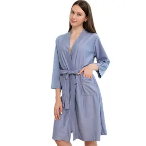 Unisex ánh sáng Polyester Chiều dài đầu gối Kimono Waffle Spa Áo choàng tắm