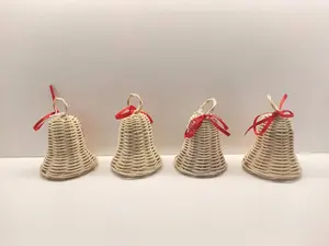 Campanas de mimbre naturales para Navidad, adornos colgantes de mimbre para árbol de Navidad, regalo bonito para niños - Product Image 2