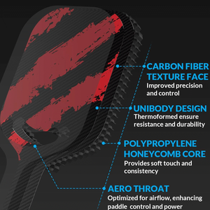 Paleta Pickleball <span class=keywords><strong>de</strong></span> fibra <span class=keywords><strong>de</strong></span> carbono Warping Point con Aero Throat USAPA aprobado Pickleball termoformado - Product Image 3