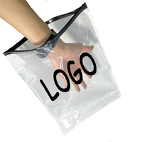 Emballage personnalisé avec logo imprimé, coton perlé, sac en poly transparent noir avec fermeture éclair, matériaux recyclés pour vêtements et chaussettes